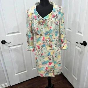 I.E Paris lined, colorful, jacket with pockets, double breasted.